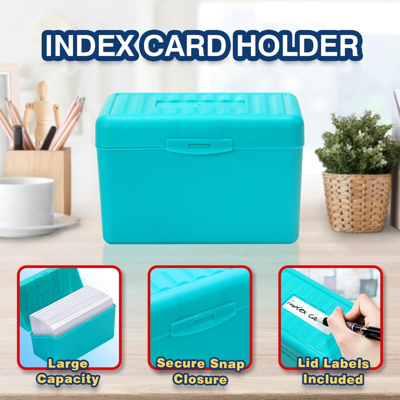 H4D 4x6 Index Card Holder with 100 Heavyweight Ruled Index Cards and 25 Plastic Dividers, Teal - Image 3